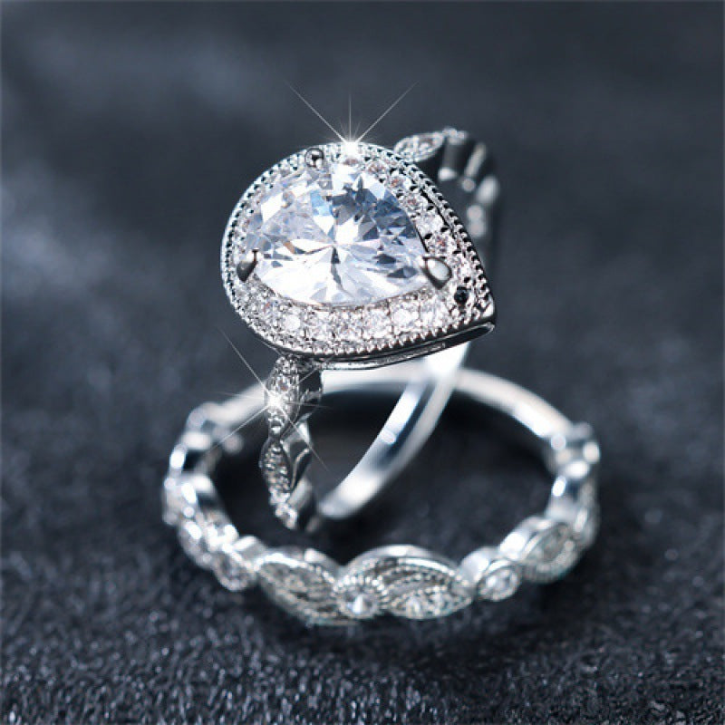 Women Water Drop Copper Ring Set Stackable Jewelry Gift for Her Elegant Light Luxury Everyday Accessory Styles