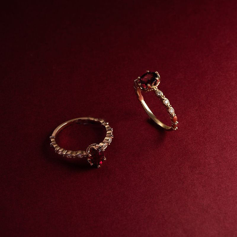 Geometrical Copper Ring With Faux Ruby And Tourmaline Inlaid Zircon Adjustable Open Design Fashion Jewelry Gift