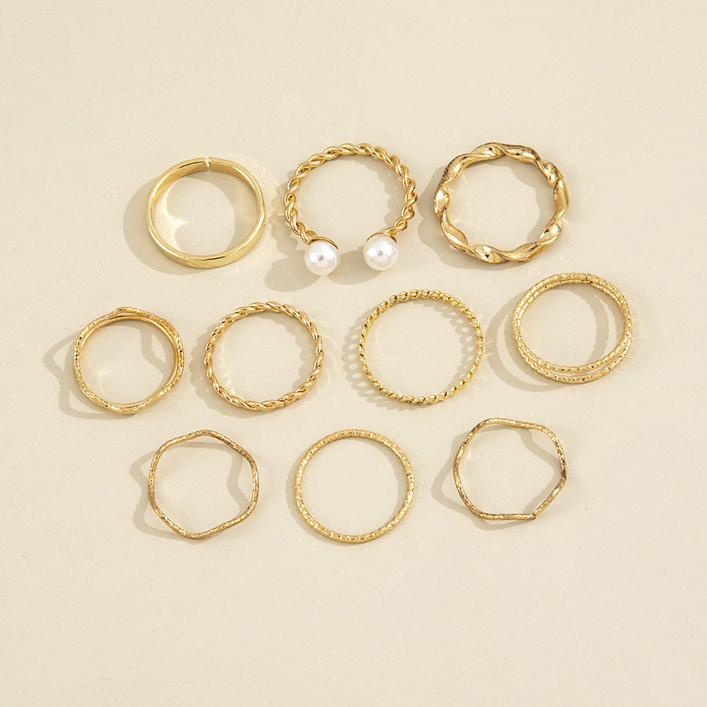 Womens Fashion Rings Set Of Ten Vintage Zodiac Snake Joint Rings European American Alloy Electroplating Finish