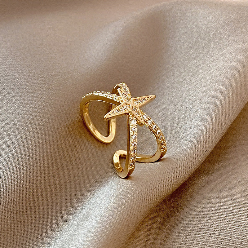 Girls Adjustable S925 Sterling Silver Ring Vintage Geometry Bow Stars Design Open Ring For Index Finger Ladies