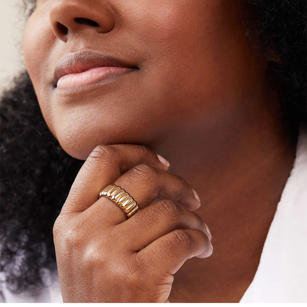 Unisex Horn Thread Ring Electroplated Durable Alloy Jewelry For Everyday Wear Modern Accessory Everyday Styles