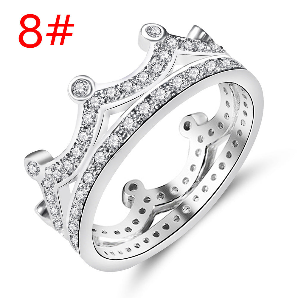 Zircon Ring Hollow Micro Inlaid Jewelry For Women Elegant Silver Tone Fashion Accessory With Timeless Design Style