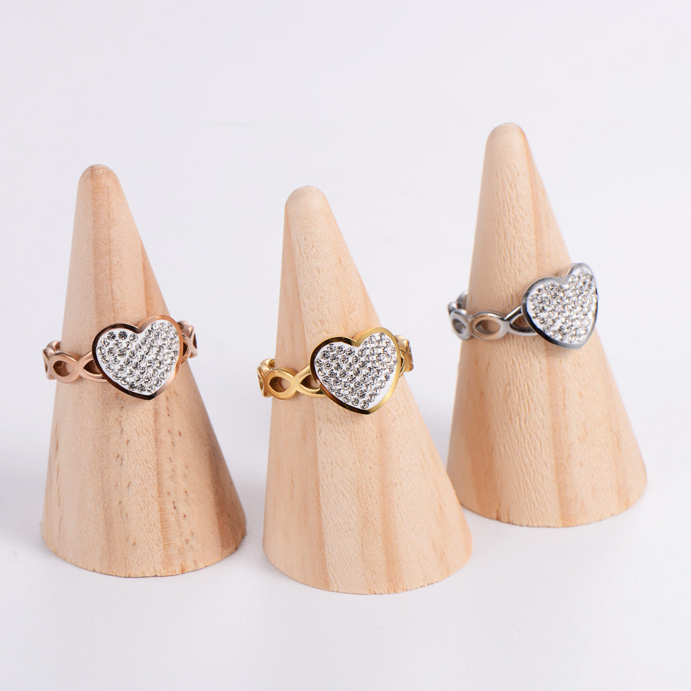 Women's Ring Hollow Infinite Symbol Love Heart Stainless Steel Wear Anniversary Gift Elegantly Durable Jewelry