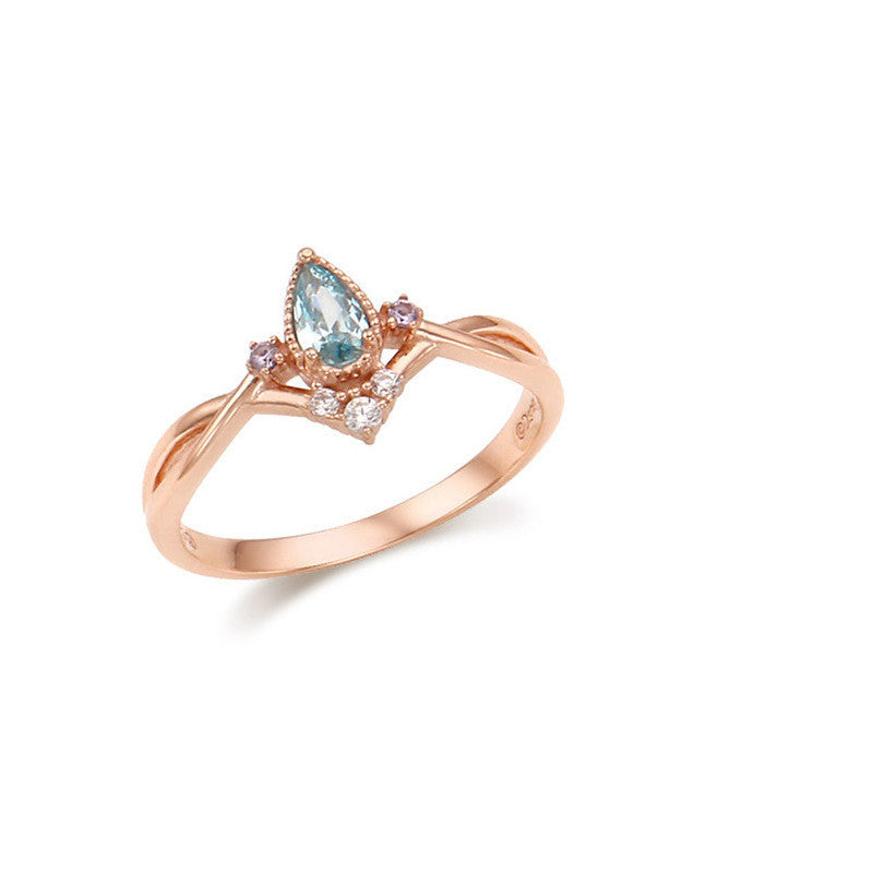 New European And American Fashion Womens Rings Cartoon Zircon Inlay Metal Adjustable 5.5mm Cinderella Mermaids