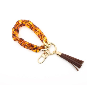 Ellipse Key Ring Geometric Keychain Ornament Acrylic Durable Accessory For Keys And Bags Purses Decoration Art