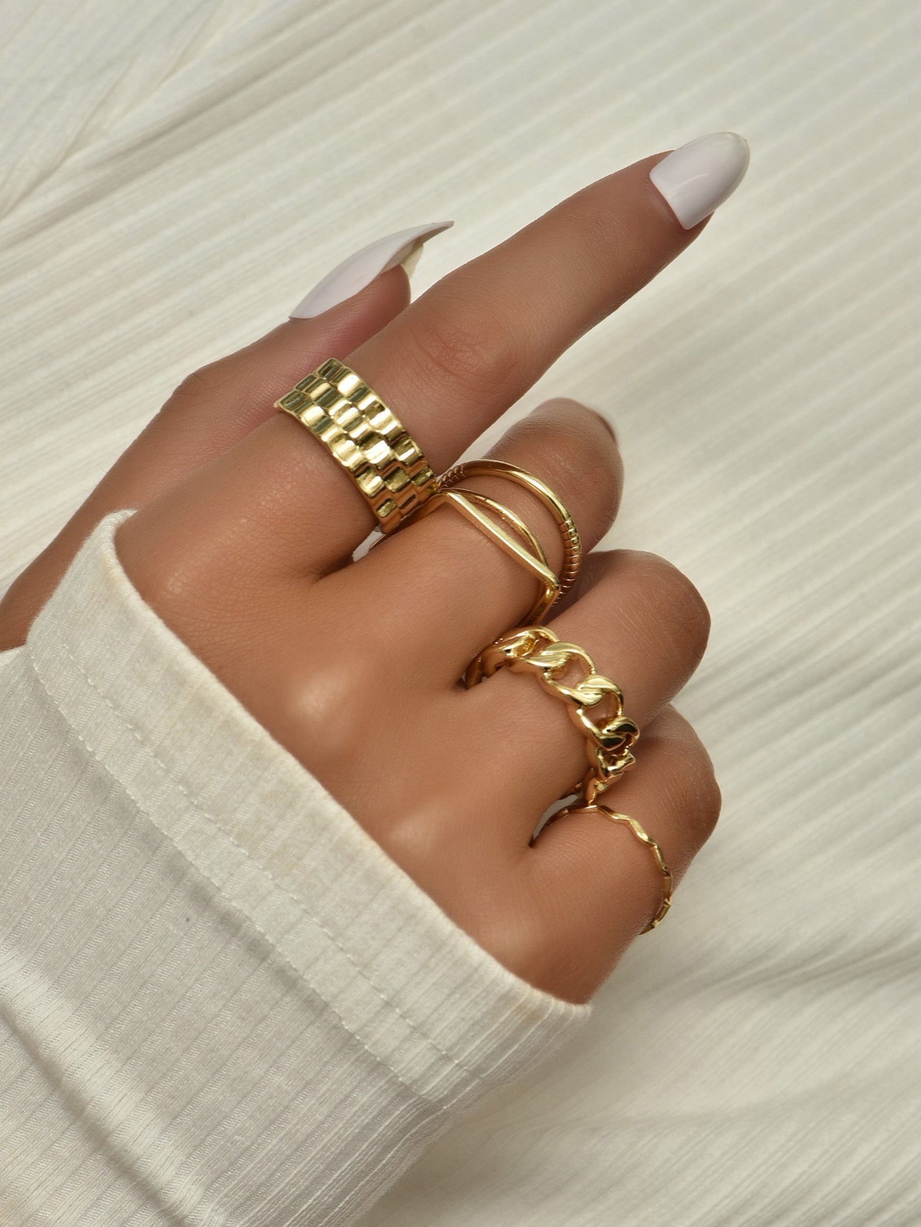 Womens Multi Layer Ring Electroplated Zinc Alloy Jewelry Gift For Her Individually Packed With Gleaming Finish