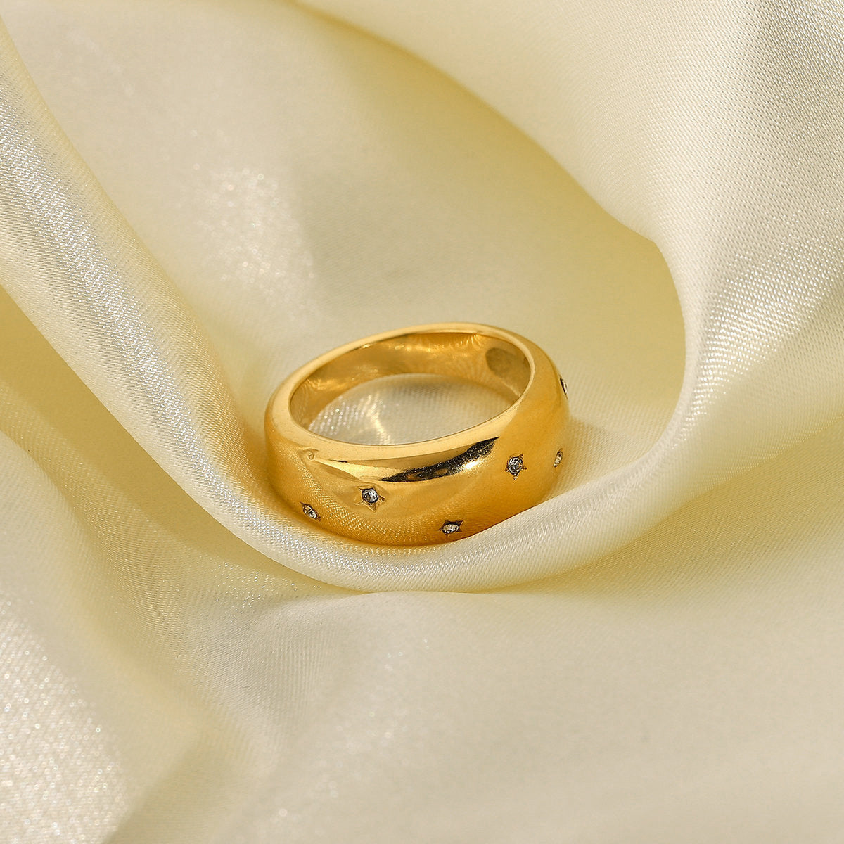 Stainless Steel Ring With Star Zircon Inlay Geometric Design Elegant Fashion Jewelry For Her For Everyday Wear