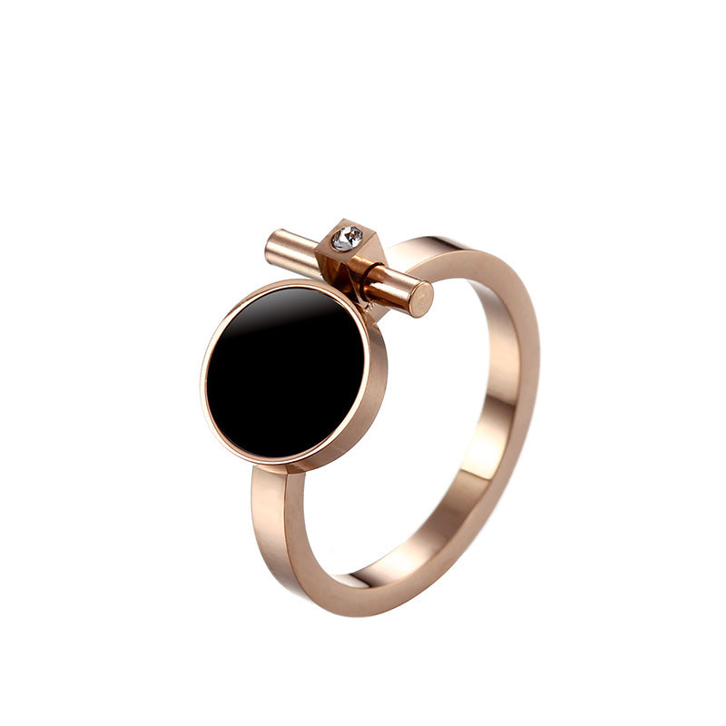 Titanium Steel Ring 18K Rose Gold Plated Ring With Gems Electroplated Thin Ring For Women Girls Size 5 6 7 8 9 10