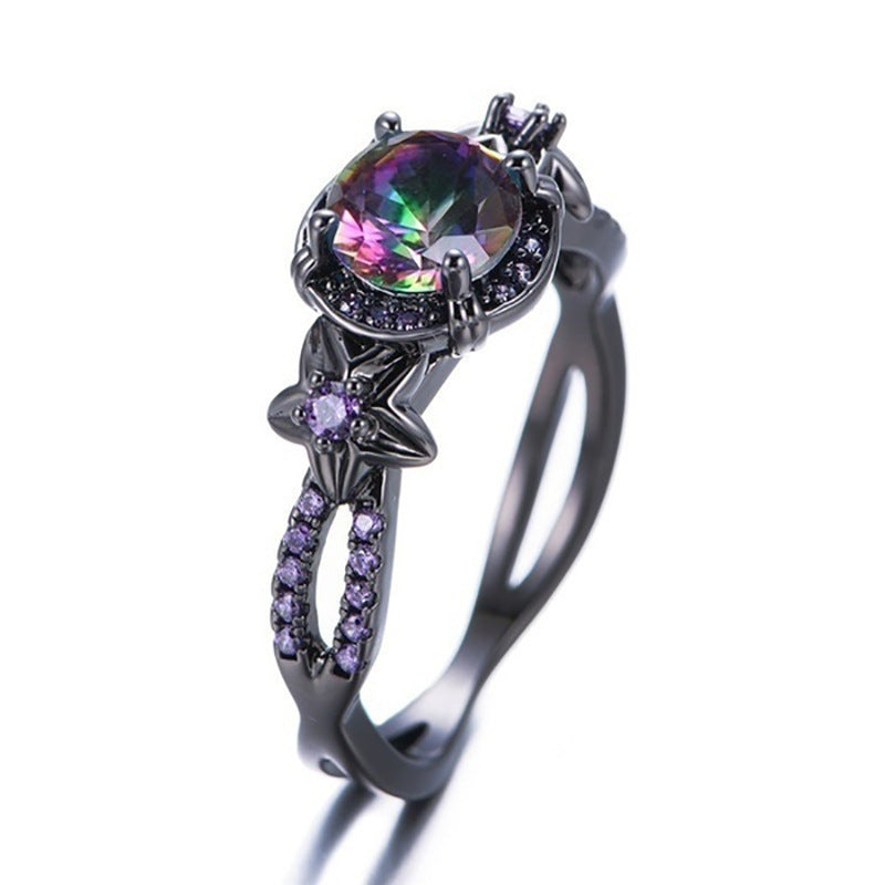 Womens Black Gold Skull Ring Purple Zircon Punk Alloy Geometric Ring Electroplated Jewelry Gift For Her Styles