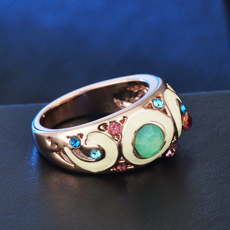 Rose Gold Plated Ring With Rhinestone Inlay Jewelry