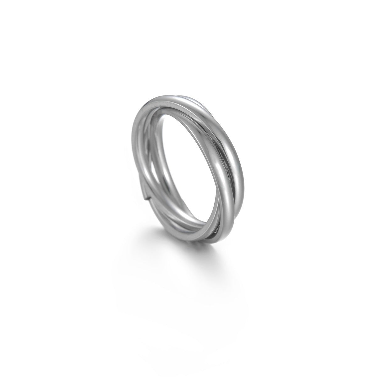 Womens Titanium Steel Ring Set 3 Piece Polished Stainless Band Jewelry European Fashion Colors Blue Black Silver Gold