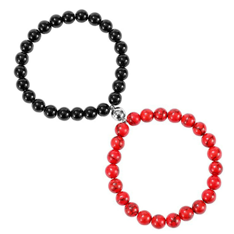 Couple Bracelets Set With Magnetic Buckle Matching Bracelet Simple Geometric Design Ethnic Retro Jewelry Anniversary