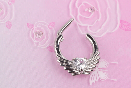 Unisex Stainless Steel Nose Ring Stud Heart Wing Geometric Design Nose Piercing Jewelry For Women And Men 0.45