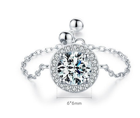 Womens Sterling Silver Ring Adjustable Inlaid Zircon Gemstone Ring Geometric Tan Design Ring Jewelry Geometric