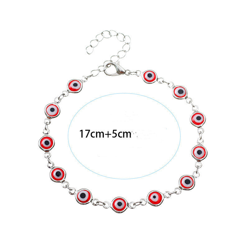 Eye Bracelet Copper Geometric Pattern Retro Color Matching Stitching Bracelet European American Metal European