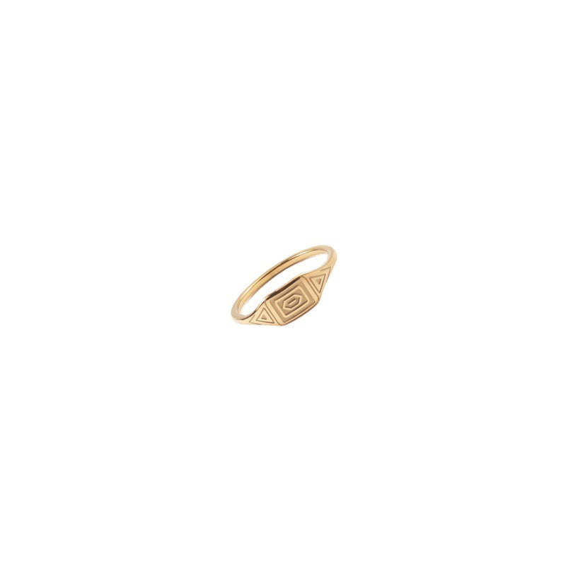 Gold Tone Titanium Steel Irregular Origami Faceted Ring For Women And Men Statement Jewelry Modern Durable Craft