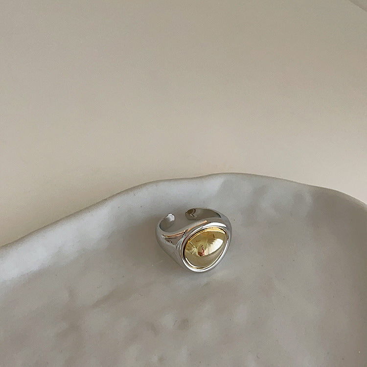 Womens Irregular Geometric Ring In Gold And Silver Tone Electroplated Metal Jewelry For Fashion Statement Accessory