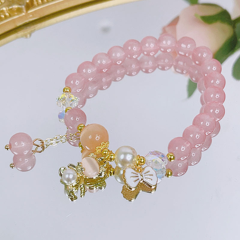 Women Glass Bracelet Elegant Fashion Accessory With Colorful Glaze Butterfly And Bear Design For Women Lovers