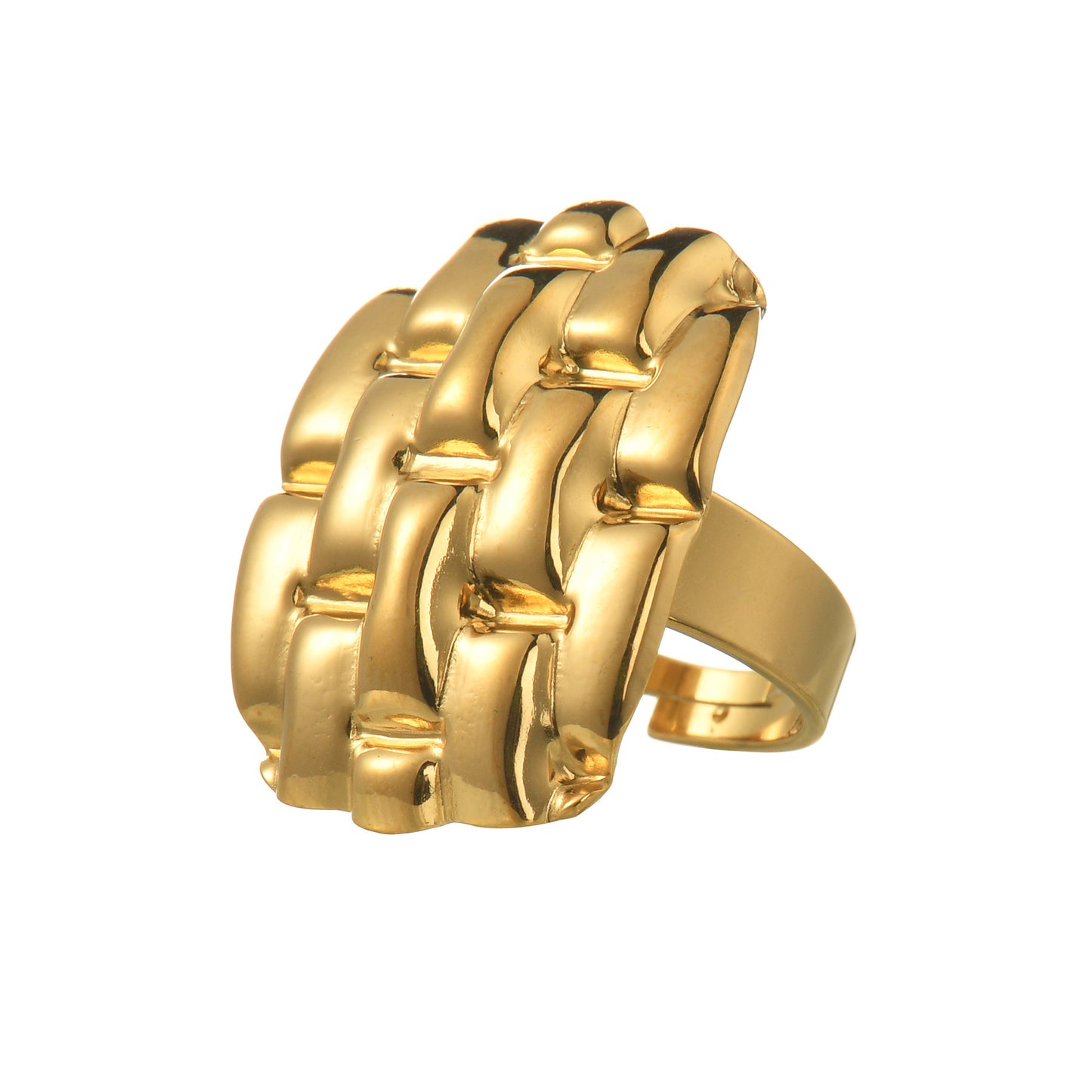 Women Titanium Steel Geometric Textured Ring Electroplated Modern Fashion Jewelry For Daily Wear With Subtle Shine