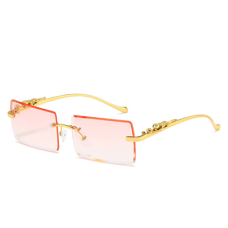 Womens Frameless Sunglasses Alloy Frames HD Mirror Lenses For Travel And Outdoor Driving Party With UV400 Lens