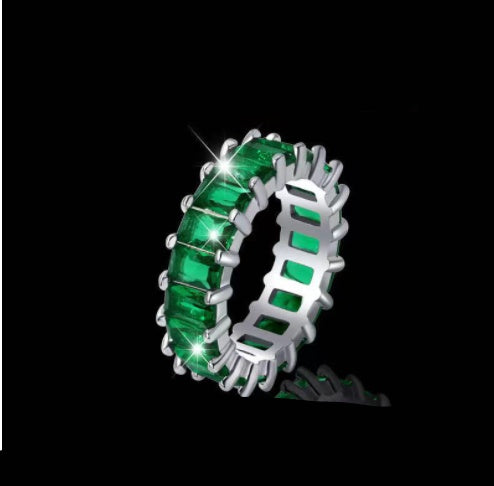 Iridescent Zircon Ring Shape Micro Set Geometric Design Alloy Hip Hop Jewelry Geometric Statement Elegant Chic