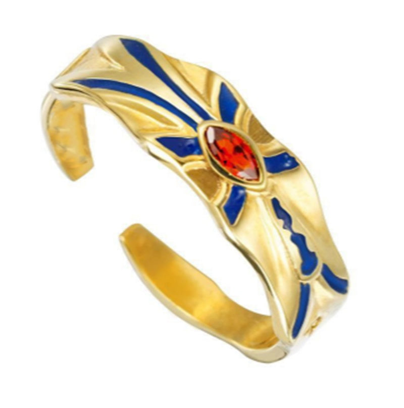 Gold Plated Ring Red Zircon Enamel Cartoon Jewelry Cute