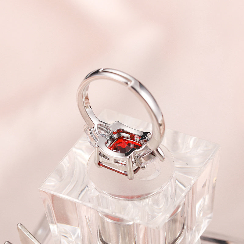 Copper Ring With Square Inlaid Zircon Accent Multicolor Jewelry For Women Gift For Her Fashion Jewelry For Her