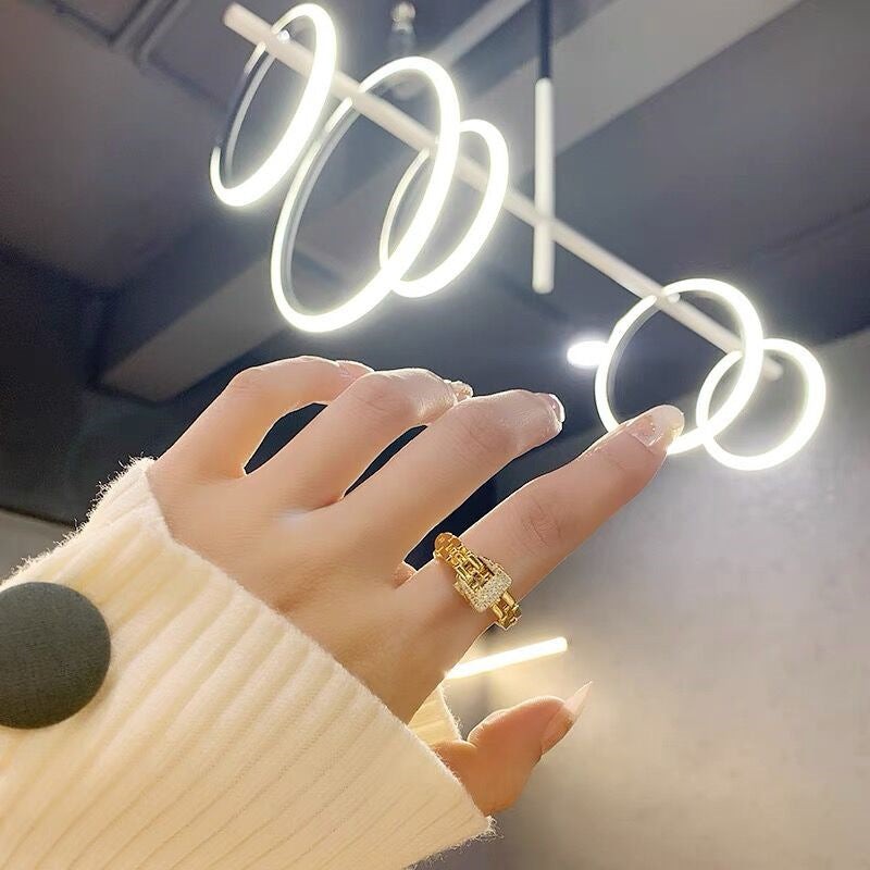 Geometric Copper Belt Buckle Ring For Women With Soft Chain Design Unisex Jewelry Perimeter 8 cm Everyday Wear Daily