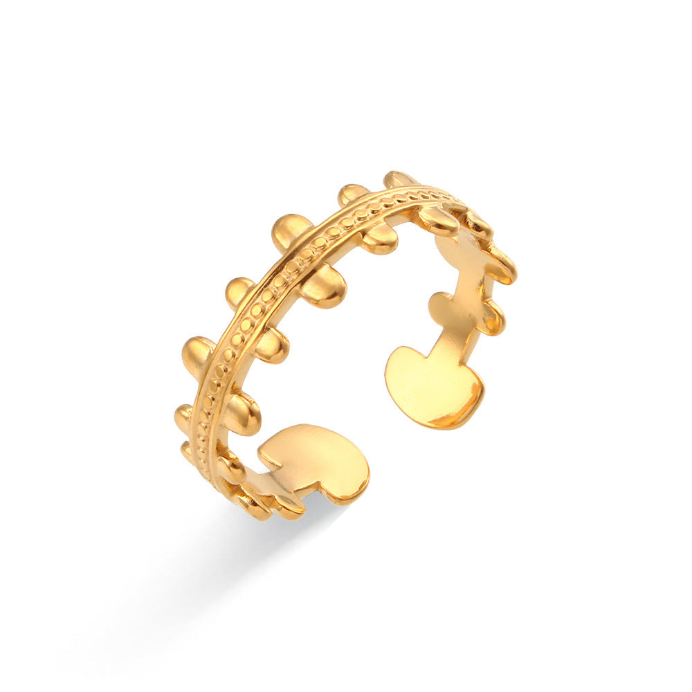 Womens Hollow Woven Open Rings Adjustable Stainless Steel Geometric Design Jewelry Gift Idea Nice Gift For Her