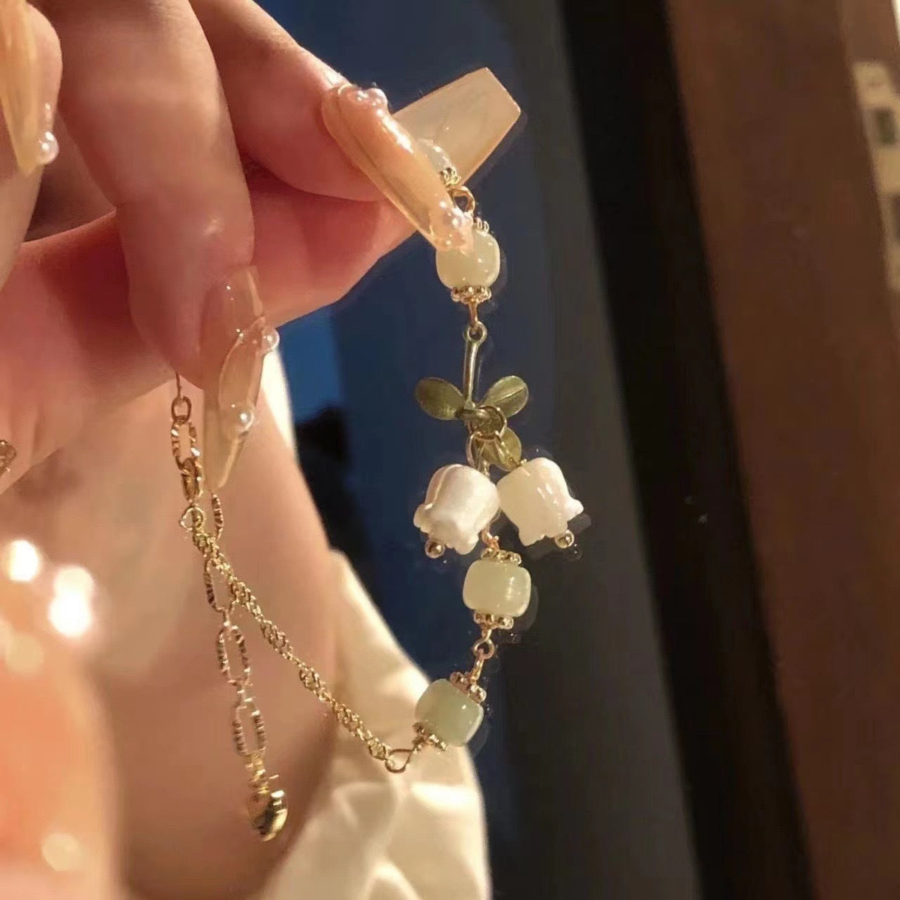 Electroplated Camellia Flower Lily Leaf Rhinestone Heart Bracelet Alloy Jewelry For Women Unisex Style Gift Idea