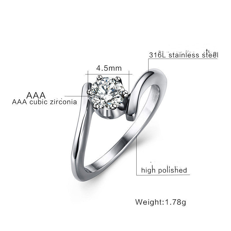 Womens Zircon Micro Inlaid Stainless Steel Ring Rhombus Shape Jewelry For Wedding Engagement Anniversary Gift Durable