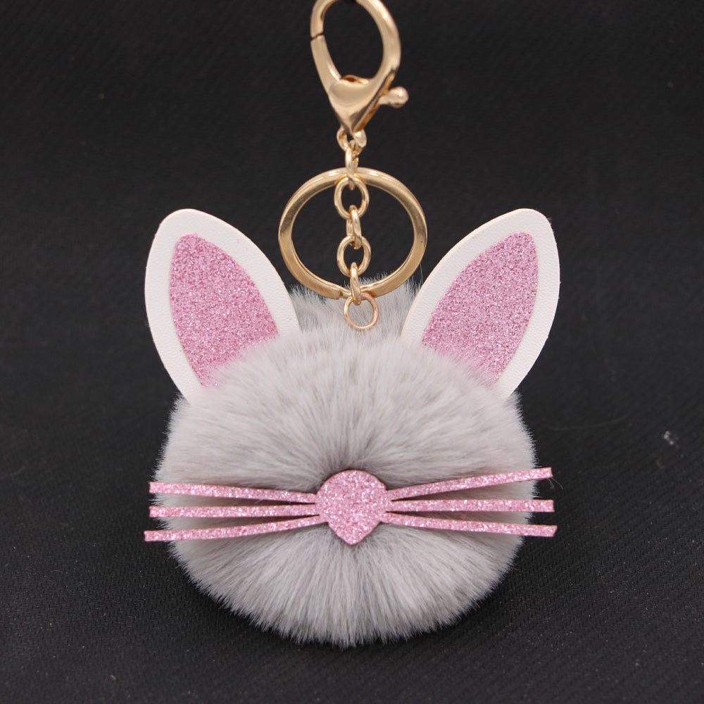 Plush Kitten Keychain Cute Cat Pendant Alloy Key Ring Women Adorable Bag Charm Accessory Trendy Gift Ideas Cat