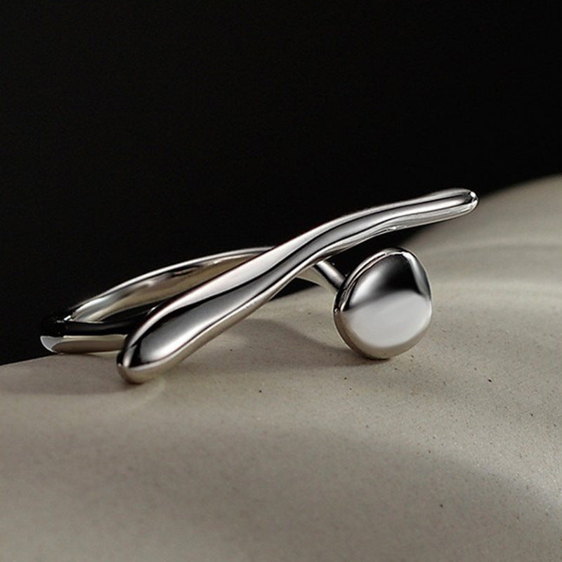 Womens Copper Bracelet Ring Adjustable Open Design Electroplated Finish Irregular Shape Jewelry Simple Band Ring