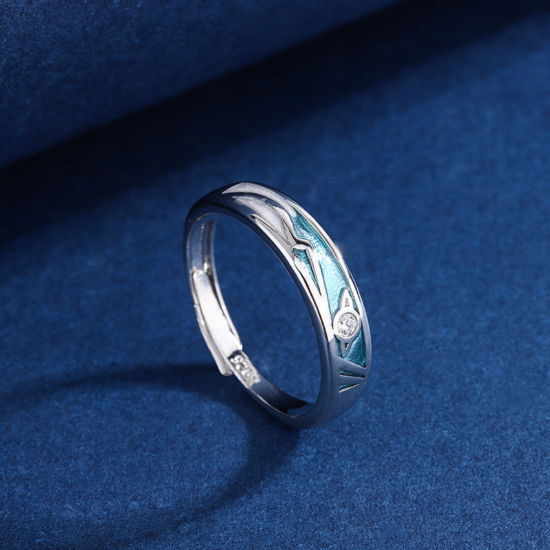 Butterfly Matching Couple Ring Zircon Copper Gift Idea